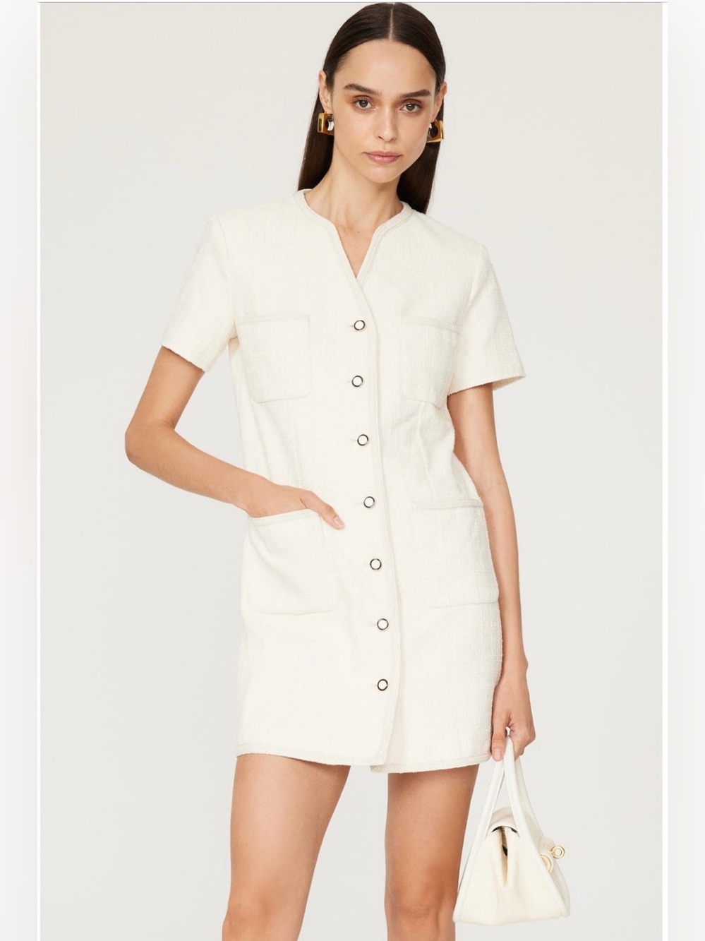 Dunst~Cream Classic Tweed Button-Front Mini Dress~Size Small~$300~See Below~